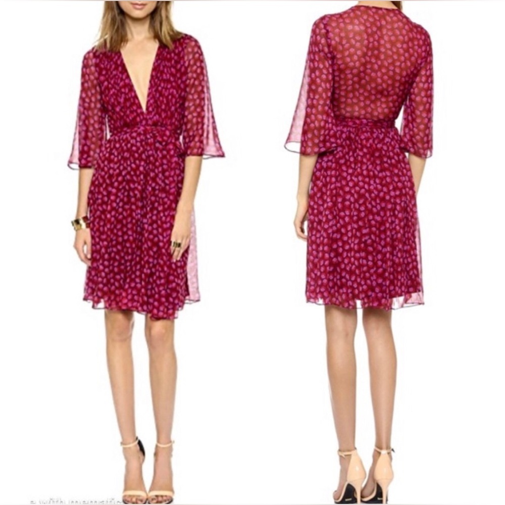 Diane Von Furstenberg Fuchsia and Pink Printed Wrap Dress